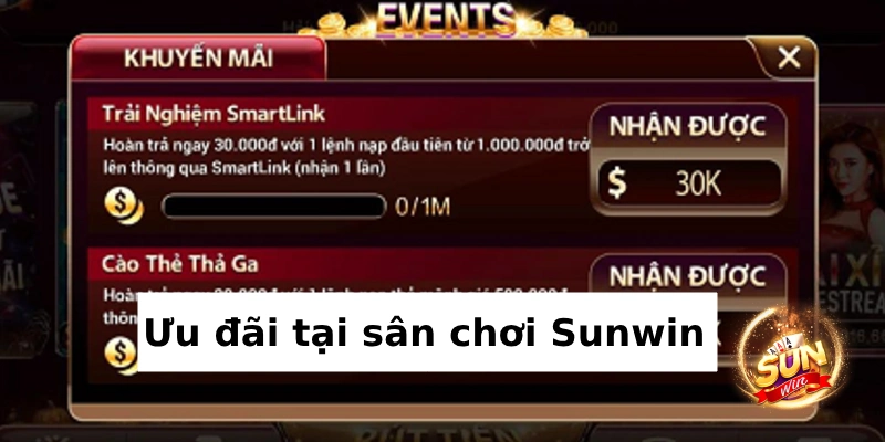 Khuyến mãi Sunwin nhận thưởng hoàn trả lên đến 30k khi nạp qua Smartlink